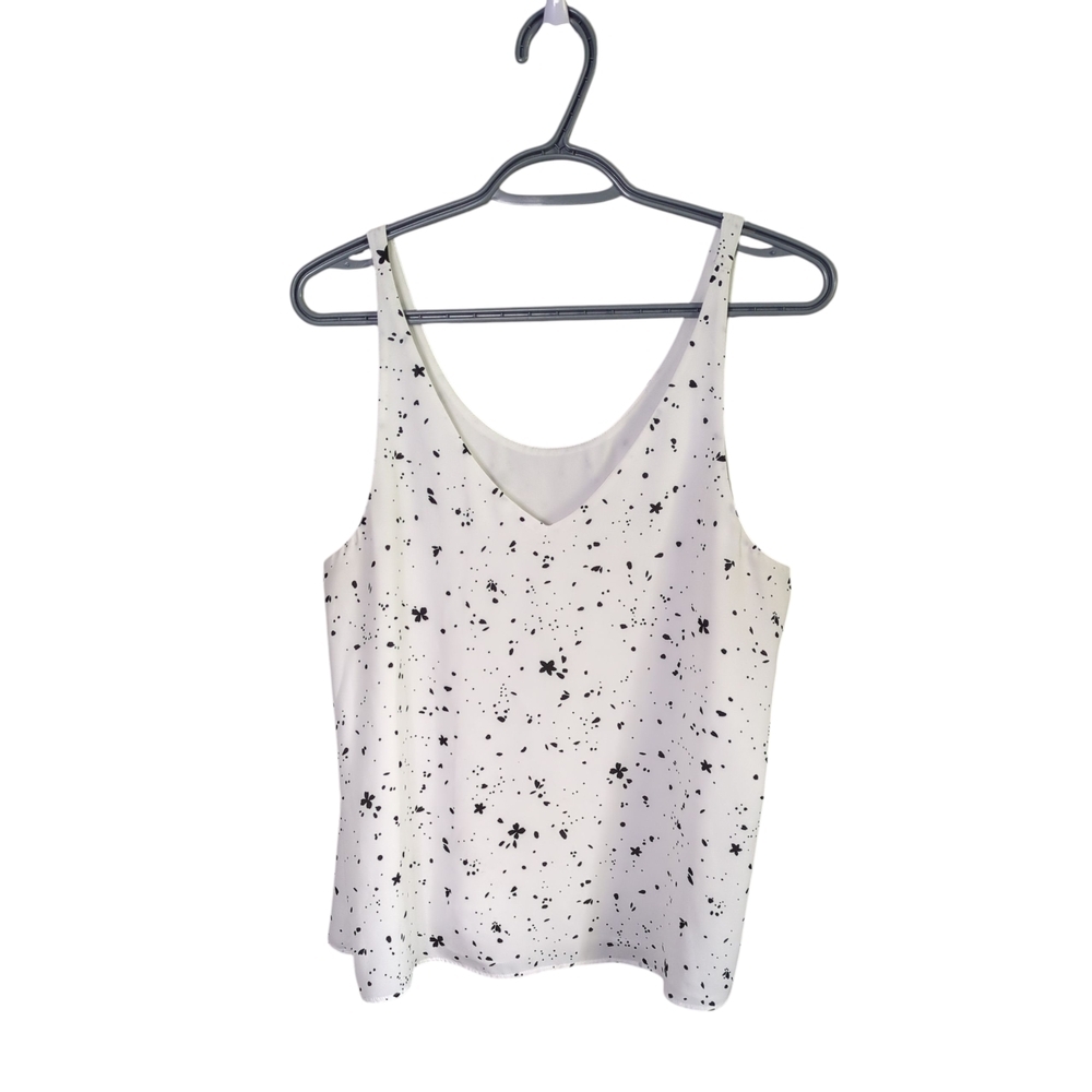 Reitmans‎ Black White V Neck Camisole Sleeveless Blouse Size Medium